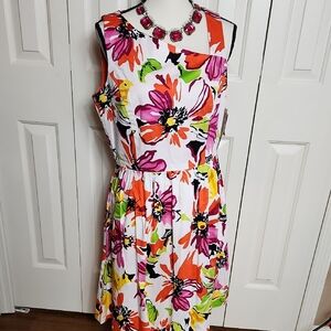 R&K Vibrant Floral Midi Dress - Multicolor